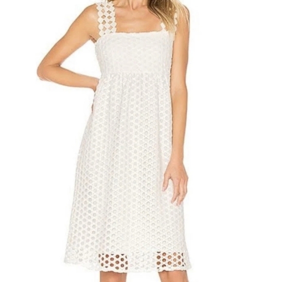 Line & Dot Raneal Dress Loop Laced Eyelet Lace White Back Zipper Size Medium - Picture 1 of 12